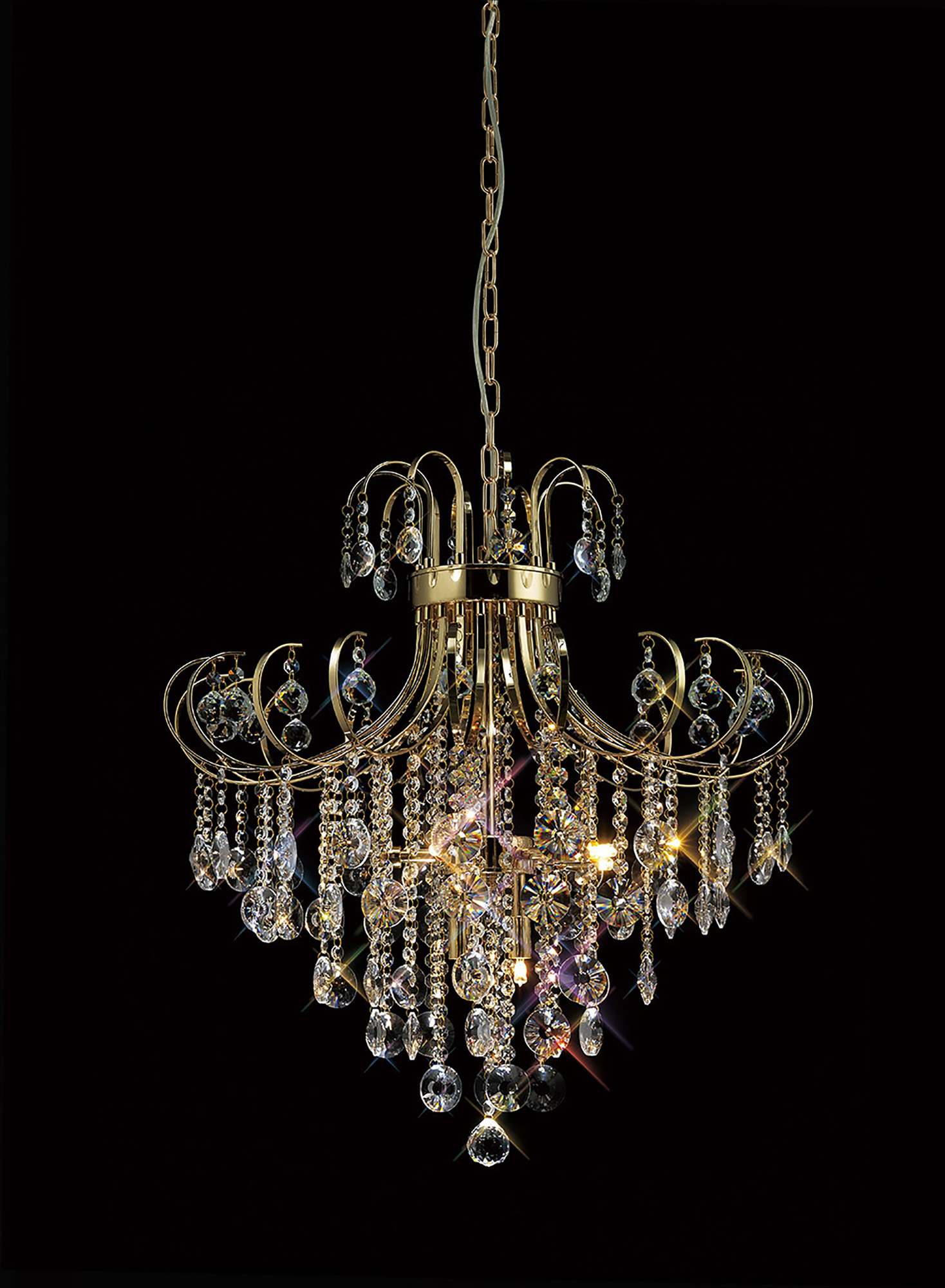 Rosina French Gold Crystal Ceiling Lights Diyas Contemporary Chandeliers